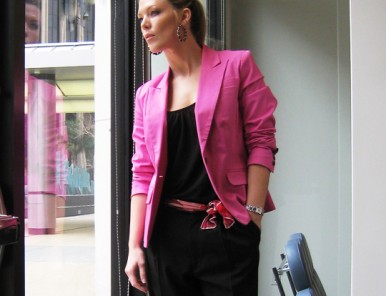 Putting an outfit together - Pink blazer